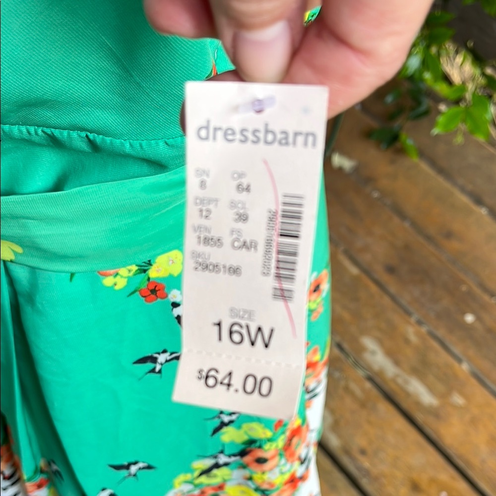 NEW Green Floral & Birds Sleeveless V-neck Midi Dress - Picture 4 of 9